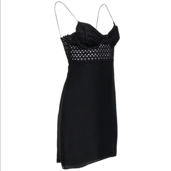 Catherine Malandrino Dresses | Catherine Malandrino Womens Black Lace Bodice Dress 2 Cutout Bodycon Silk | Color: Black | Size: 2 | Pm-33278613's Catherine Malandrino Dresses | Catherine Malandrino Womens Black Lace Bodice Dress 2 Cutout Bodycon Silk | Color: Black | Size: 2 | Pm-33278613's